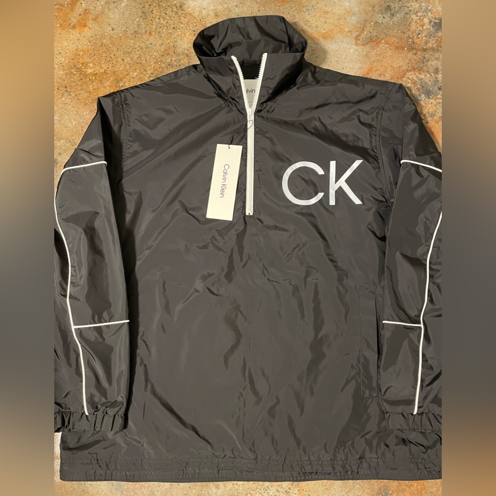 Calvin Klein Black Logo Windbreaker Mens Medium